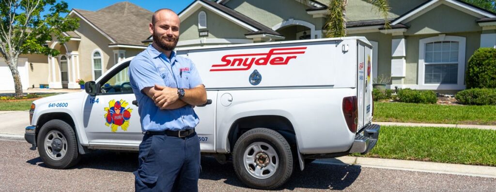 hvac tech with truck in houston